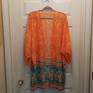 Orange Kimono Beach Swim Coverup